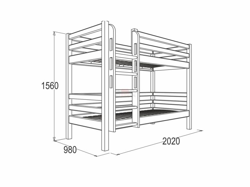 Чертеж двухъярусной кровати из лдсп с размерами